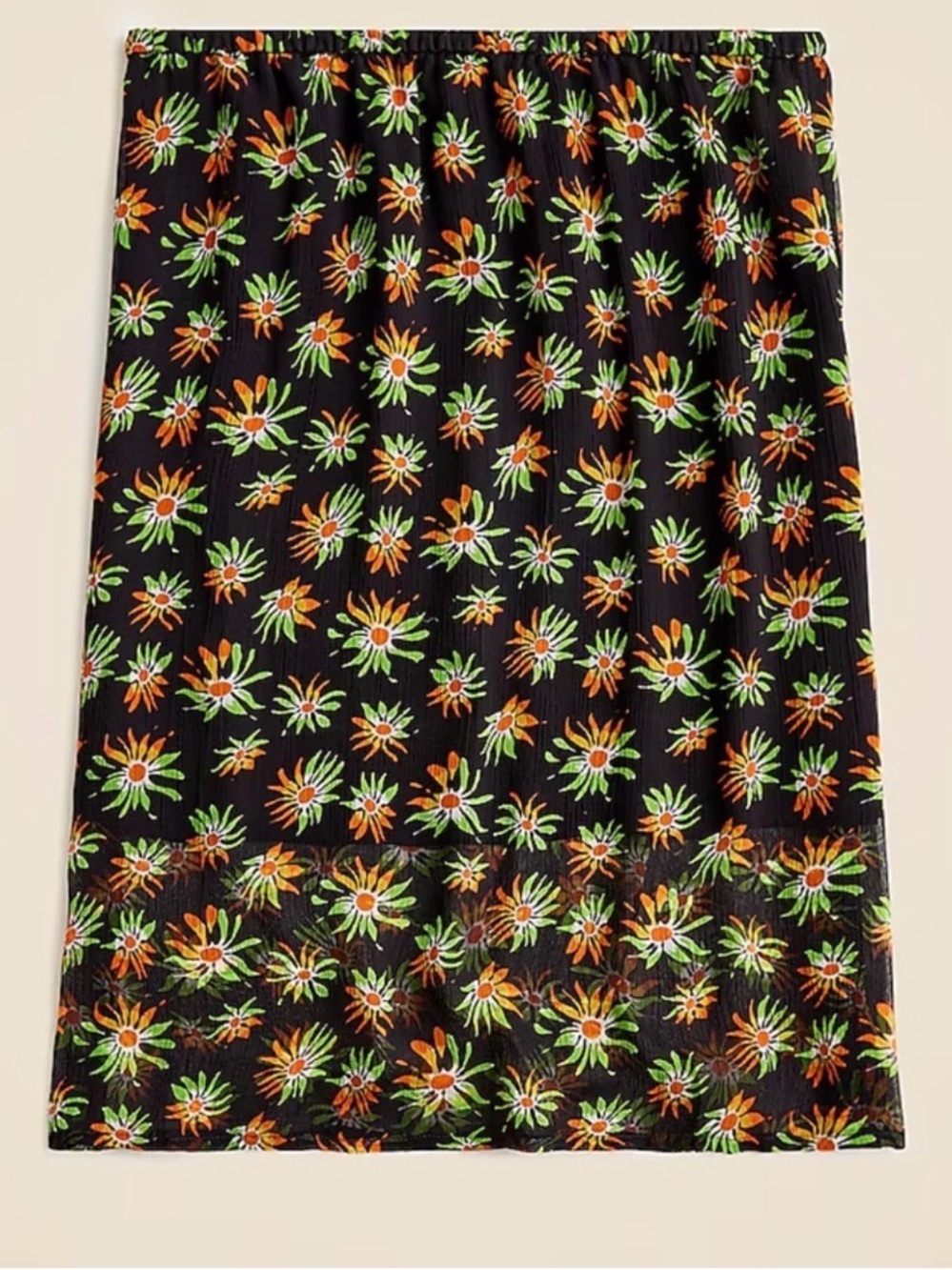 J.Crew Floral Sheer Midi Skirt Black Tropical Print Size M NWT